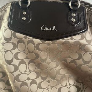 Coach Beige and Dark Brown Shoulder Bag